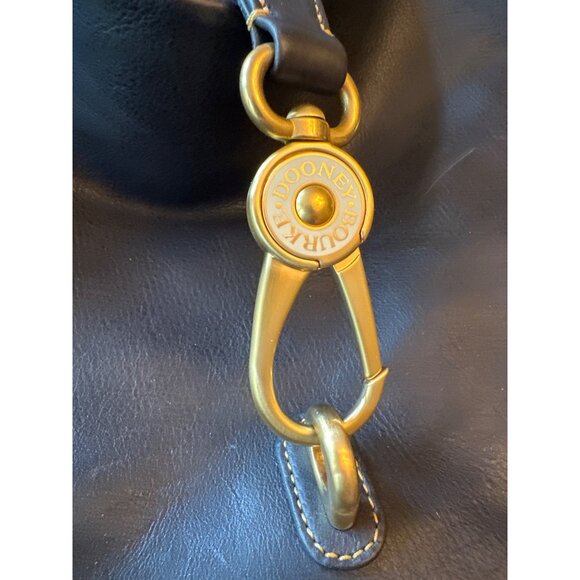 Dooney & Bourke Navy Leather Hobo Bag With Gold Hardware & Red Interior - Picture 2 of 8